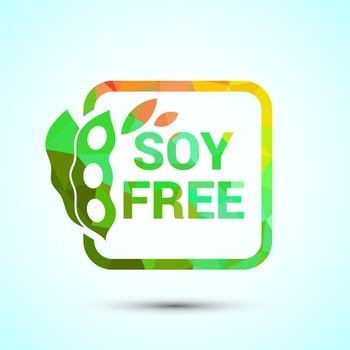 Soy or soya free icon design. Soy allergen free product food sign, Low poly style vector