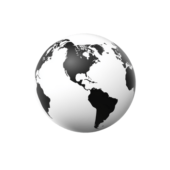 A stylized black and white globe showing the Americas png