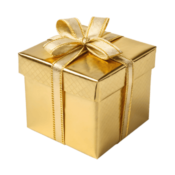 Gold Gift Box with Bow on transparent background png