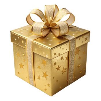 Gold Gift Box with Bow png