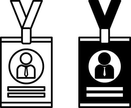 Press Badge Icons. Black and White Icons. Accessory for Quick Recognition of Correspondent or Reporter. Journalism Concept vector