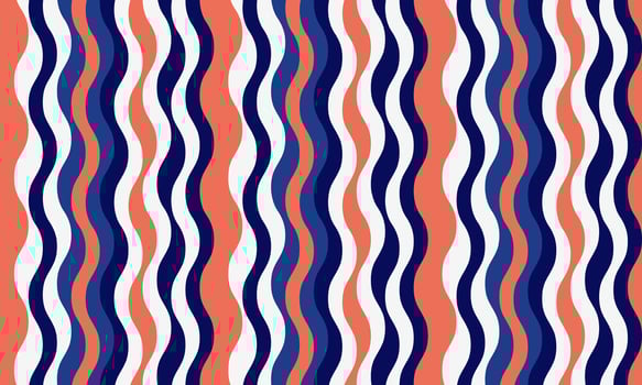 Vibrant wavy stripes in coral, navy, and white create a dynamic, modern pattern perfect for textiles, websites, or branding. vector