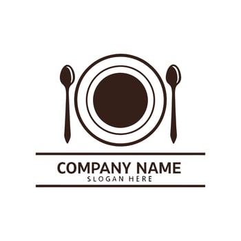 plate and spoon logo design template white background vector