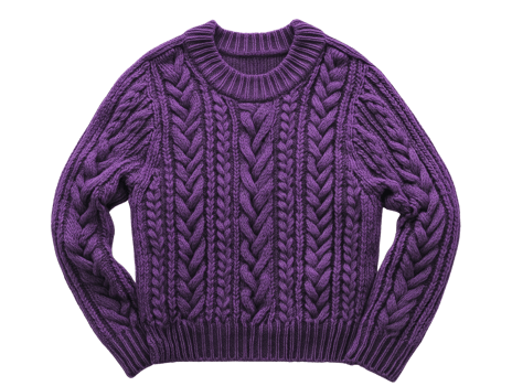 A Purple Cable Knit Sweater Isolated On Black png
