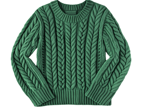 Green Cable Knit Sweater Fashion Apparel Item png