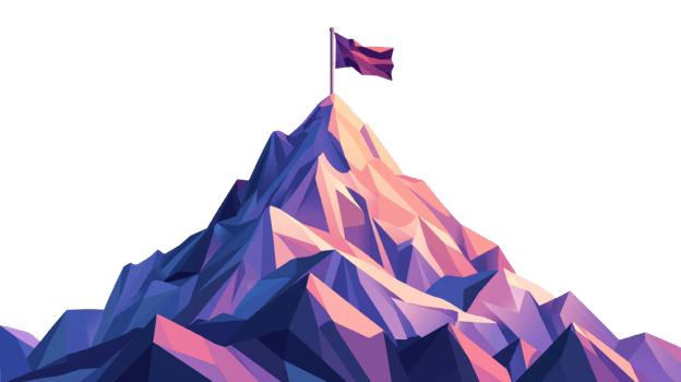 A Flag Flies High Above A Polygonal Mountain Peak png