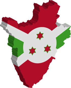 Burundi fills with flag and 3d transparent map png