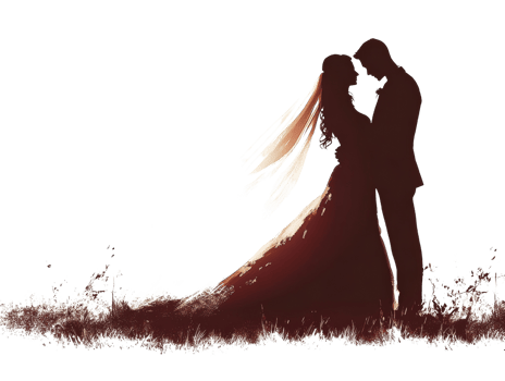 Romantic Silhouette Of A Bride And Groom Embracing png
