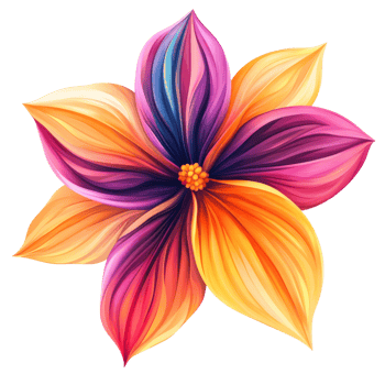 Abstract Colorful Flower with Swirling Petals Design png