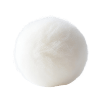 A single round fluffy white object isolated png
