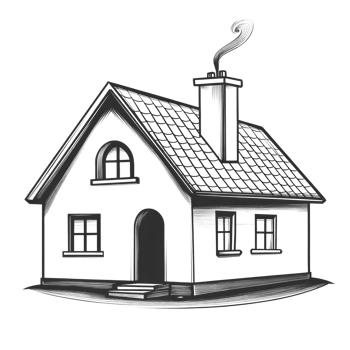 Charming Cottage House Sketch With Chimney Smoke png
