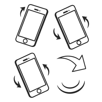 Four different types of mobile phones with arrows pointing to them vector