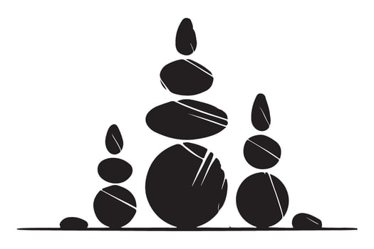 Balanced Stones Silhouette Illustration Zen Concept vector