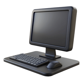 Black computer electronic device 3d illustration isolated on the transparent background png