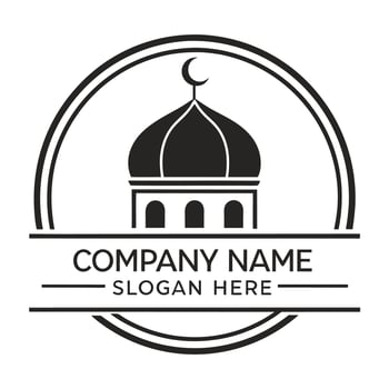 islamic mosque logo template illustration and white background vector