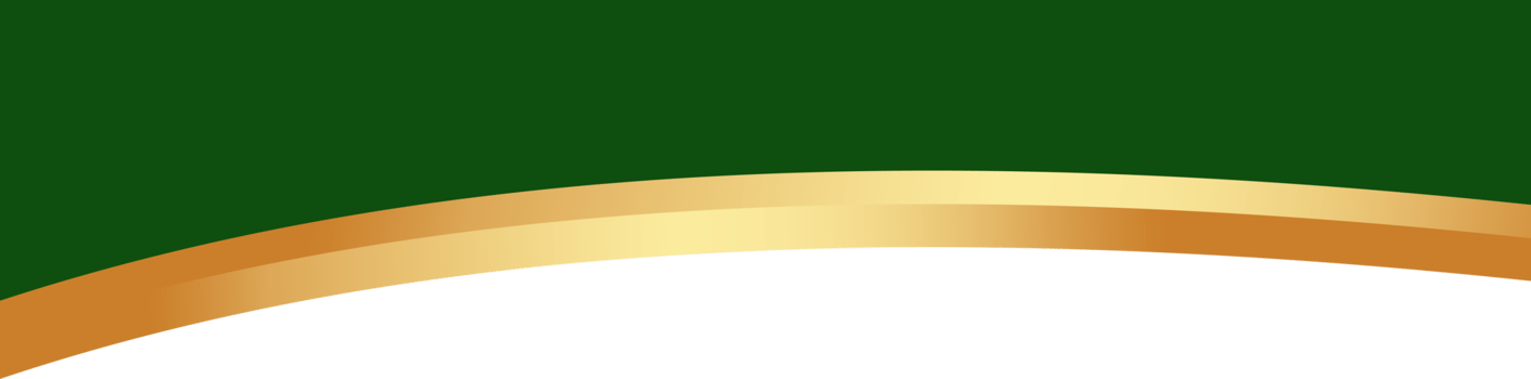 Border shape for banner. Green header section with golden line. Abstract bottom background for web page. Curved divider template. Wavy horizontal separator. png