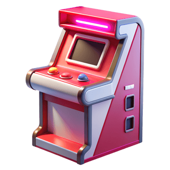 Arcade machine with neon light 3d illustration isolated on the transparent background png