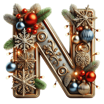 Decorated Letter N Elegant and Artistic Typography Design png