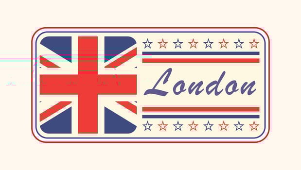 Vintage London Nameplate with UK Flag Design vector