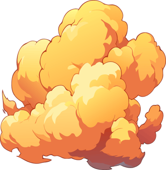 Vibrant Cartoon Explosion Cloud in Bold Orange and Yellow Hues png