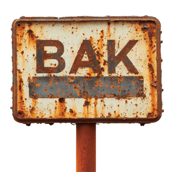 Rusty bank sign with fading letters and weathered surface in a desolate outdoor setting, rusty sign that says bank on it, Transparent background png