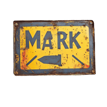 Rusty market sign displayed against a clean Transparent background highlighting its vintage appeal and weathered look, sign that says market on it against a png