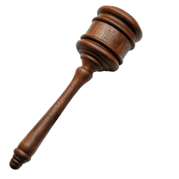 Wooden gavel resting on a newspaper highlighting legal proceedings and judicial concerns, wooden gavel sitting on top a newspaper, Transparent background png