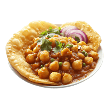 Plate of Chole Bhature Against Transparent Background png
