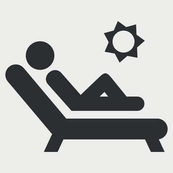 black and white icon of a person resting in a chair on a white background vector