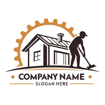 a man is cleaning the house logo design white background vector