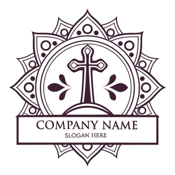 a cross and a mandala logo for a company white background vector