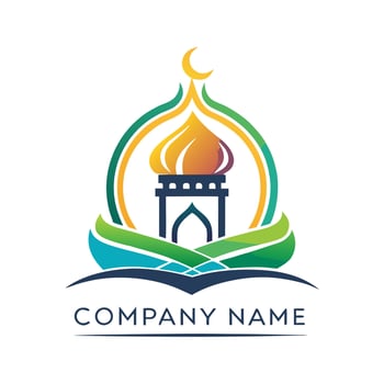 islamic mosque logo design template and illustration white background vector