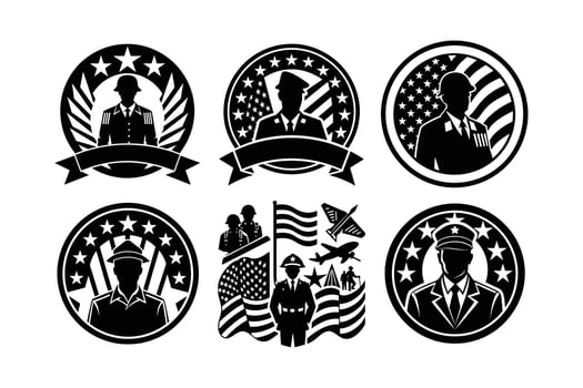 veterans day element silhouette vector