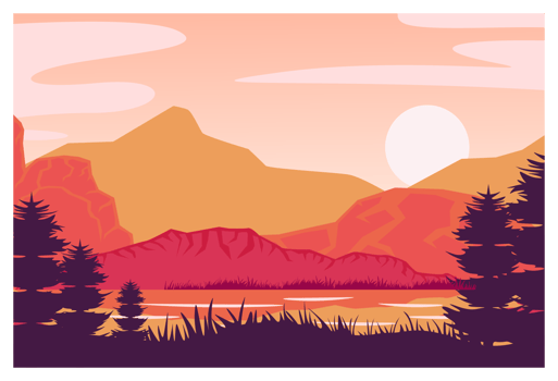 Majestic Mountain and Lake View in the Sunset Glow png