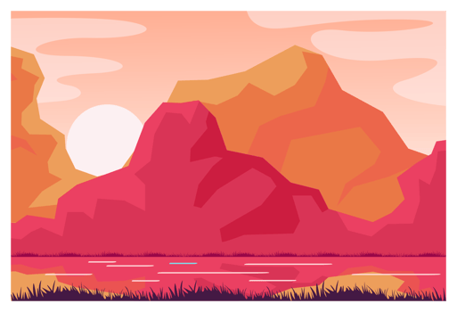 Serene Sunset View of a Lake and Mountains png