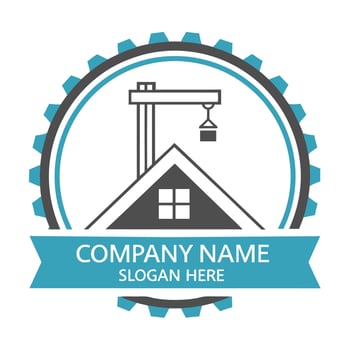 a house with crane and a crane on the roof white background vector