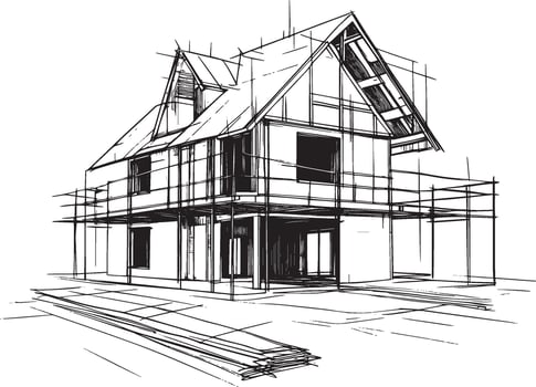 Simple black house under construction icon in format vector
