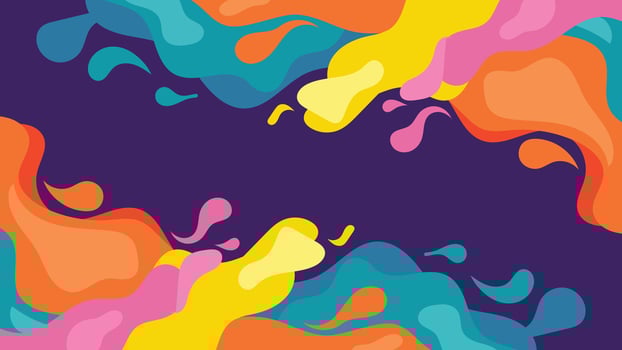 Dynamic Abstract Background with Colorful Splashes and Flowing Wavy Shapes. vector