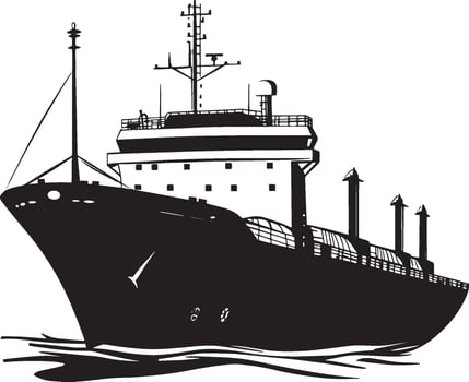 Logistic ship simple silhouette black illustration vector