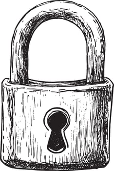 Lock outline black illustration vector