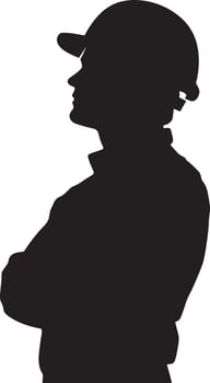 Black illustration of an engineer in simple silhouette style. vector