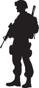 Soldier icon in black style. vector