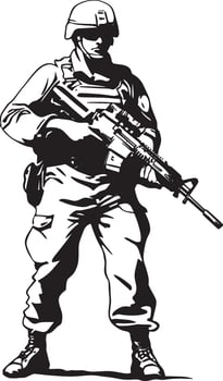 Soldier outline black illustration vector