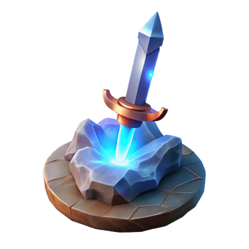 serene minimalist Glowing Sword in Stone Fantasy Game Asset premium png