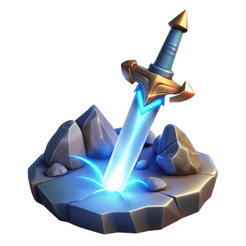 impressive artistic Glowing Sword in Stone Fantasy Game Asset high resolution png