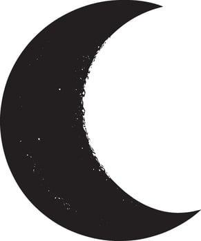 Minimalist black outline of the moon, design. vector