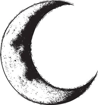 Black illustration of the moon in outline style. vector