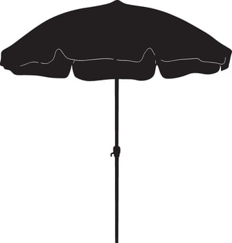 Minimalist black silhouette of a beach umbrella, design. vector