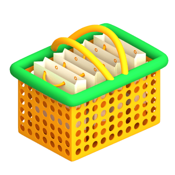 3d illustration basket with bag png