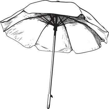 beach umbrella outline black illustration vector